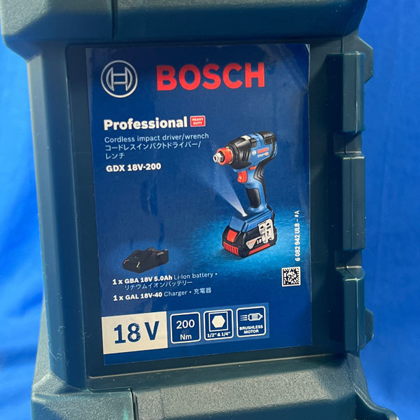 新品 ボッシュ コードレス インパクトドライバー レンチ兼用 ブラシレスモーター バッテリー 充電器 ケース GDX18V-200AJ BOSCH ◇PJ-1377_画像4