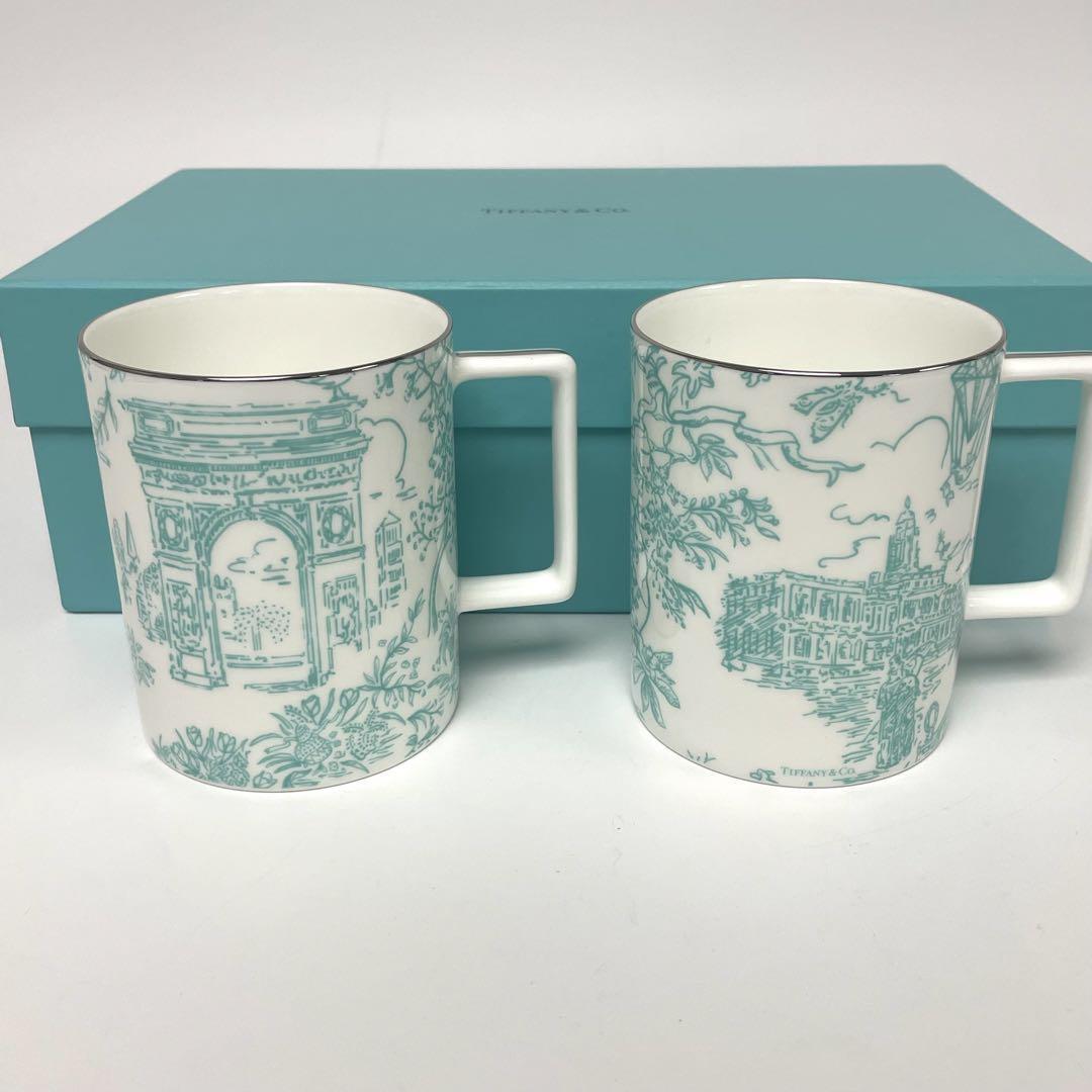 【新品】 Tiffany & Co. ティファニー ボーンチャイナ マグカップ ペア セット 海外限定 ブランド_画像1