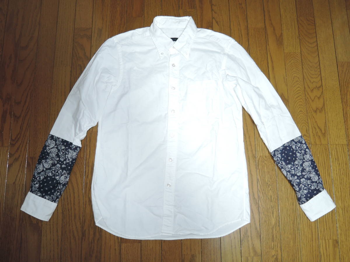 SOPHNET. ソフネット バンダナ柄 ボタンダウンシャツ S 白 ペイズリー柄 BANDANA PANEL B.D SHIRT /