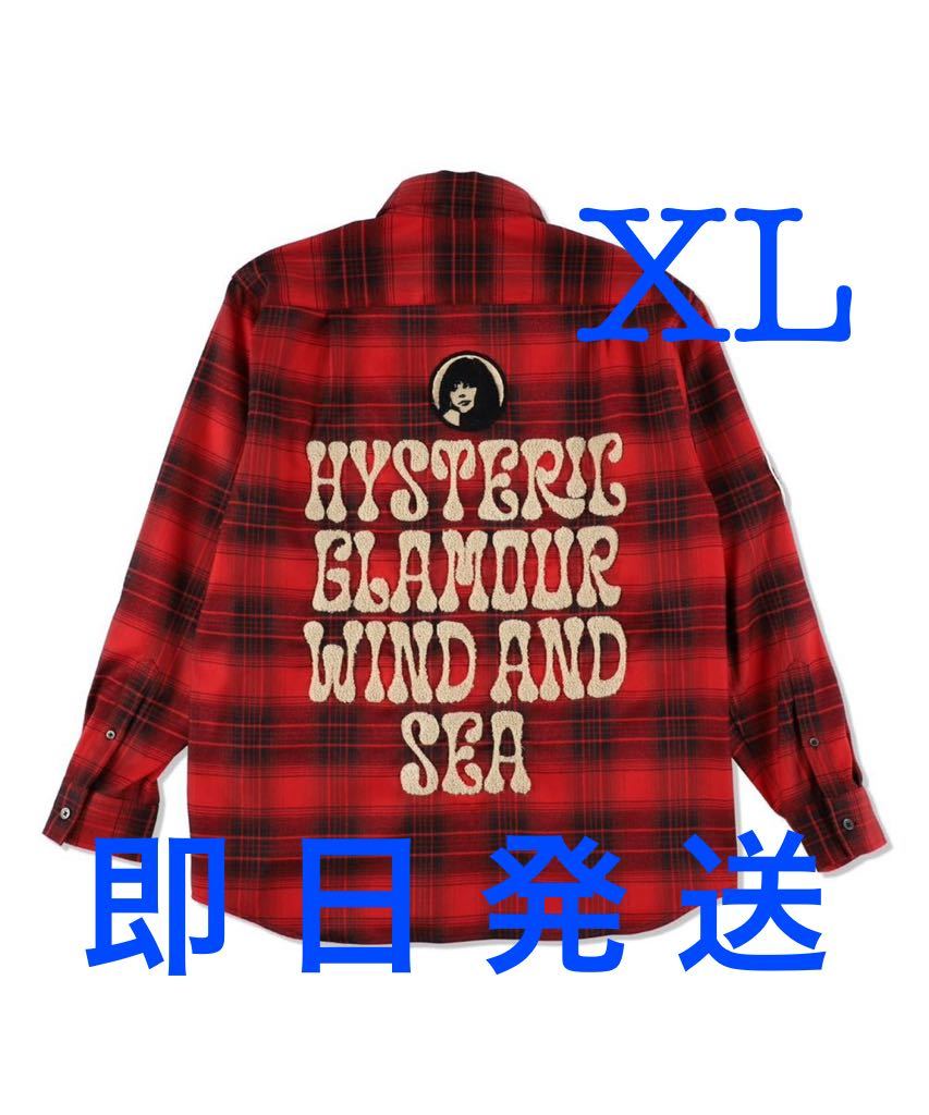 XL size WIND AND SEA HYSTERIC GLAMOUR MEN CHECK SHIRT wing Dan si- Hysteric Glamour check shirt RED red red WDS
