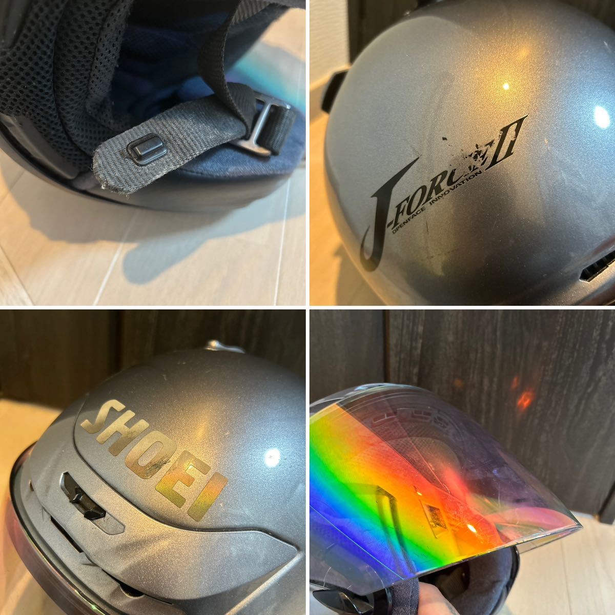 SHOEI ショウエイ J-FORCE2 Jフォース2 Lサイズ ディープシルバー ジェットヘルメット 製造4/5の画像10