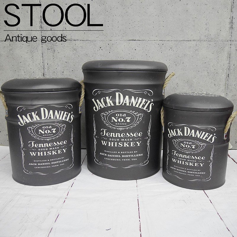 1円～ 売り切り スツール ジャックダニエル JACK DANIELS アメリカン アンティーク ゴミ箱 チェア インテリア おしゃれ 3個セット BZ-145_画像1