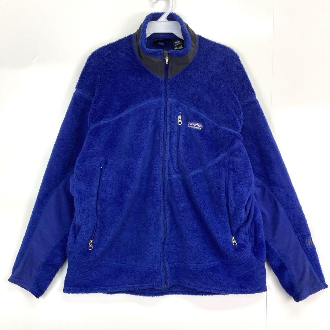 USA製パタゴニアPatagoniaフルジップフリースジャケット青ブルーロゴ刺繍