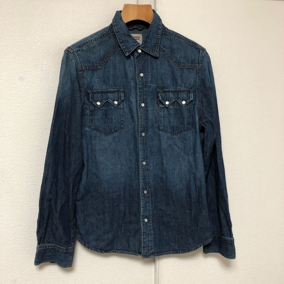 リーバイスlevi'sビンテージ加工デニムシャツ ウエスタンシャツMフルスナップ_画像3