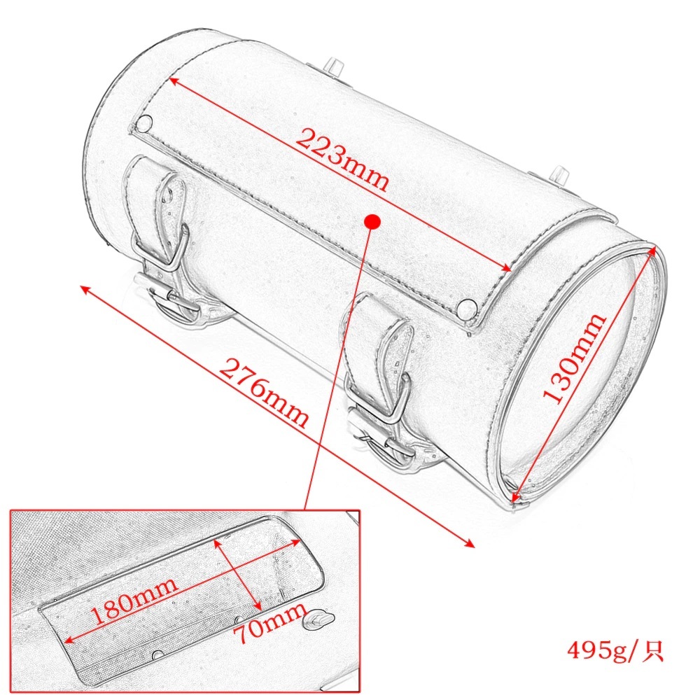 バイク 自転車 汎用 円筒形 ツールバッグ ベージュ 茶系 サドルバッグ サイドバッグ 自転車 ハーレー 工具入れ 小物入れ_画像8