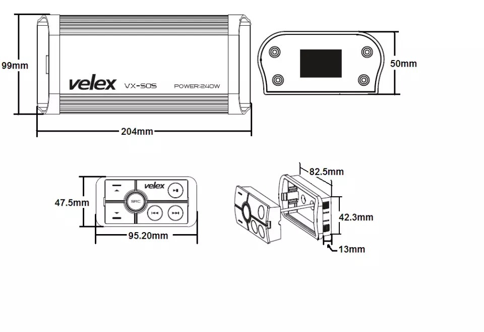 VELEX 240W model waterproof marine audio marine deck Bluetooth amplifier water motorcycle Jet Ski 