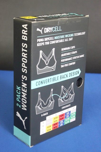 PUMA プーマ シームレス スポーツブラ 2個パック DRYCELL ブラック&グレー サイズS★送料520円_画像3