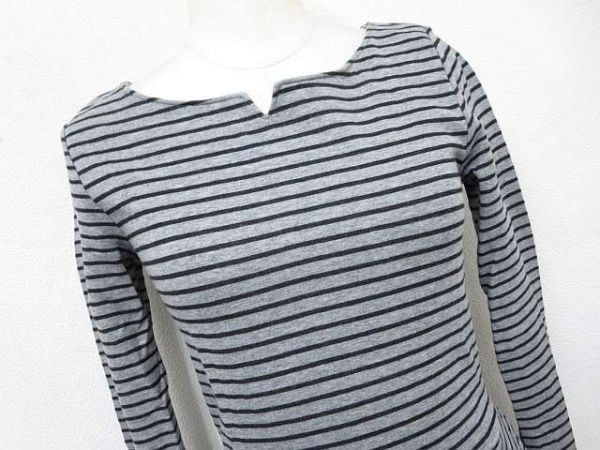 * [ free shipping ] Gap GAP beautiful goods long sleeve One-piece switch border gray stretch material O size # control number L12990SSS17-180505-30-2