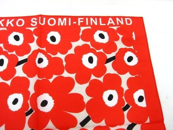 【送料無料】【新品】Marimekko kioski/Liuske Unikko Placement /マリメッコ スカーフ ストール バンダナ ハンカチ 白 赤■L25998Yer-80-3_画像3