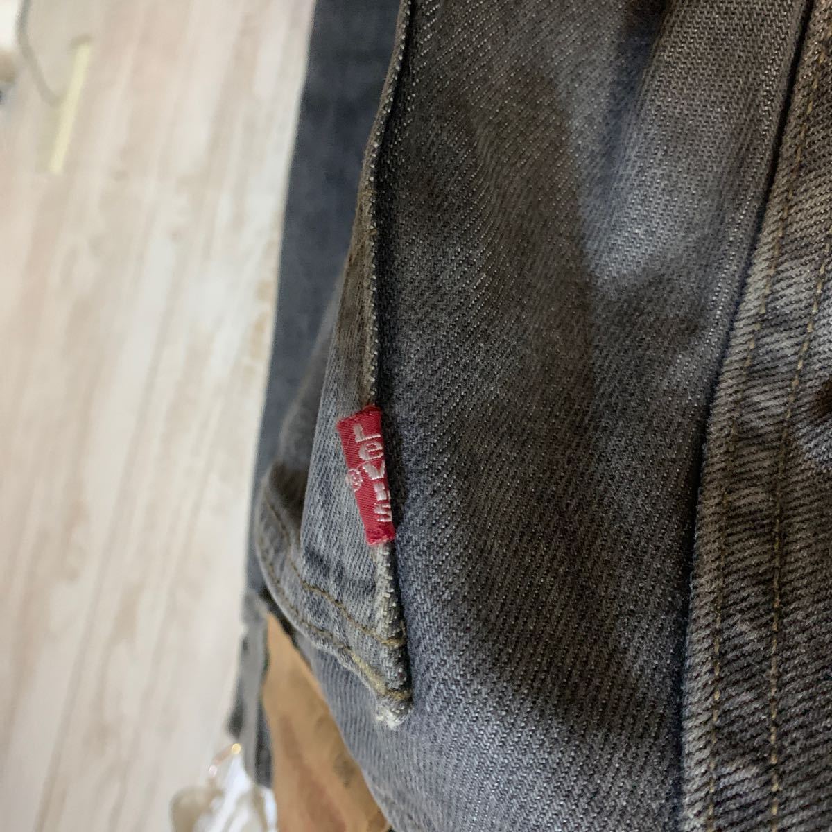 90s 90年代 USA製 米国製 Levi’s リーバイス 501 先染め ブラック デニム ジーンズ 赤タブスモールe CARE W32 L34_画像4