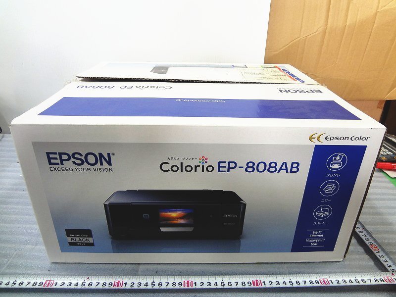 Kみも1211 EPSON カラリオプリンター EP-808AB ブラック 複合機 コピー機 エプソン オフィス機器 事務機器 Wi-Fi対応 動作確認済み_画像1