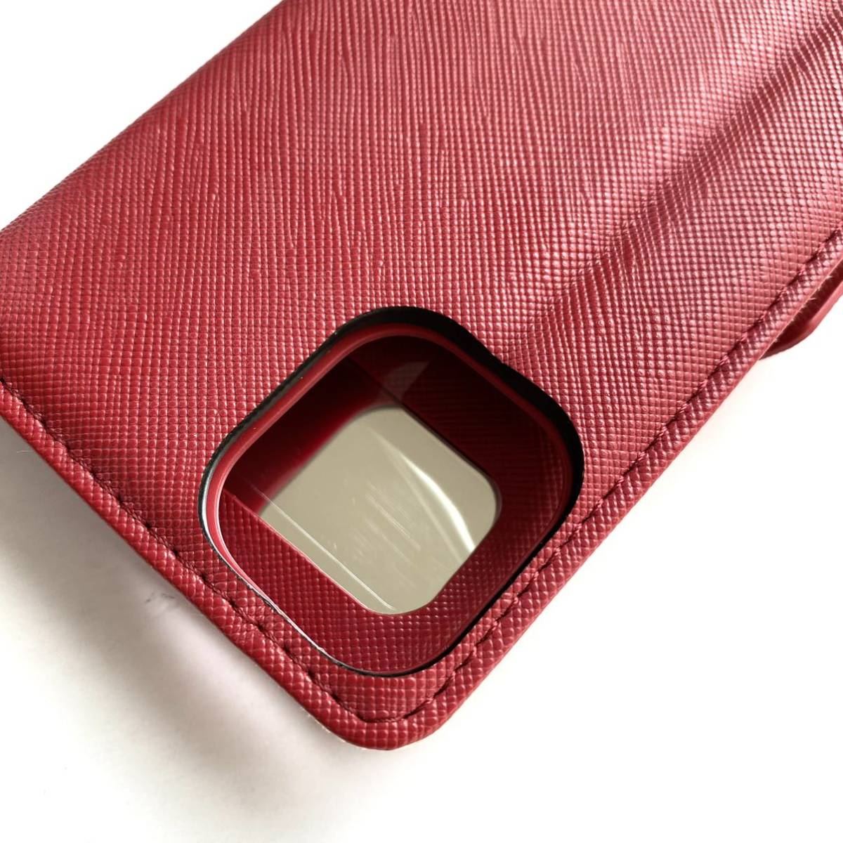 iPhone 12mini for leather case * compact mirror attaching * side magnet attaching * stand with function * card go in attaching *ELECOM* red 
