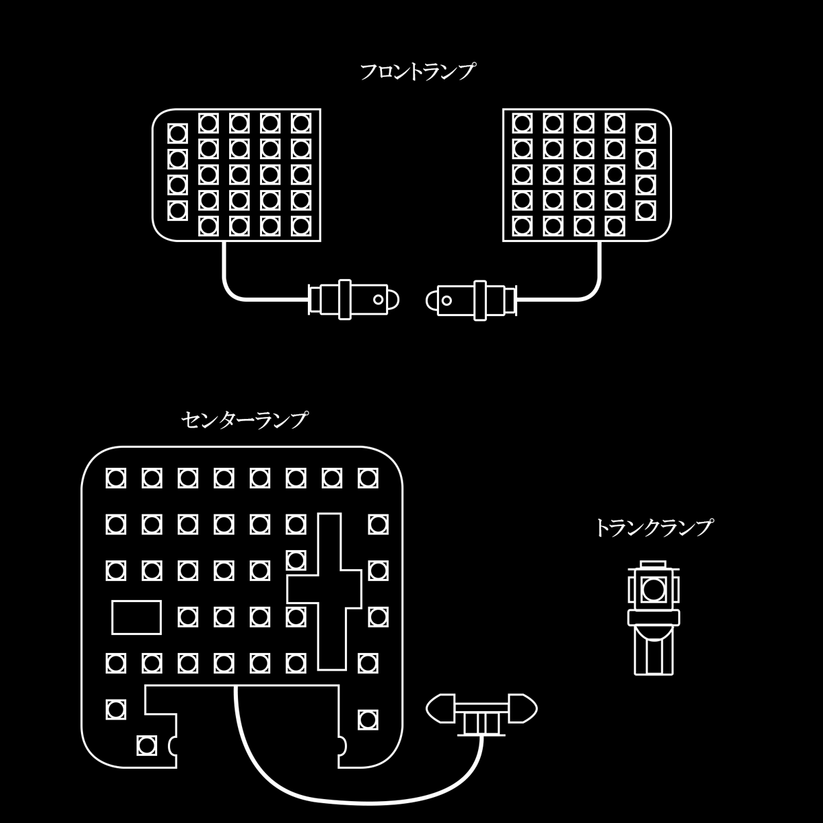 ニッサン R34 スカイライン 2ドア クーペ GT-R 4ドア セダン LED ルームランプ キット 純白 7000K ホワイト ER34 BNR34 HR34 R-275-S_画像5