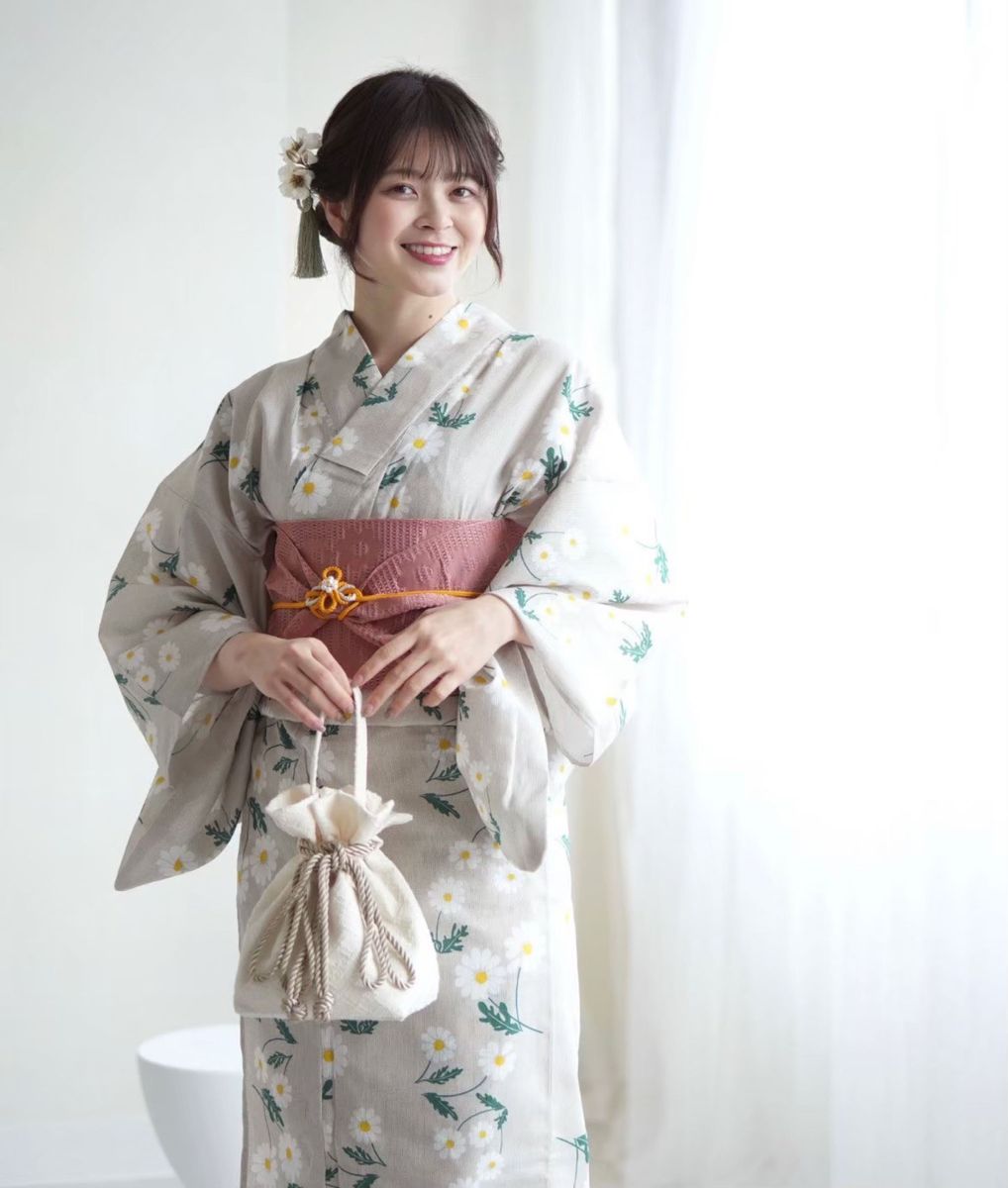 新品【野ばな×アイボリー】アデリアレトロ 浴衣 帯 下駄 フルセット