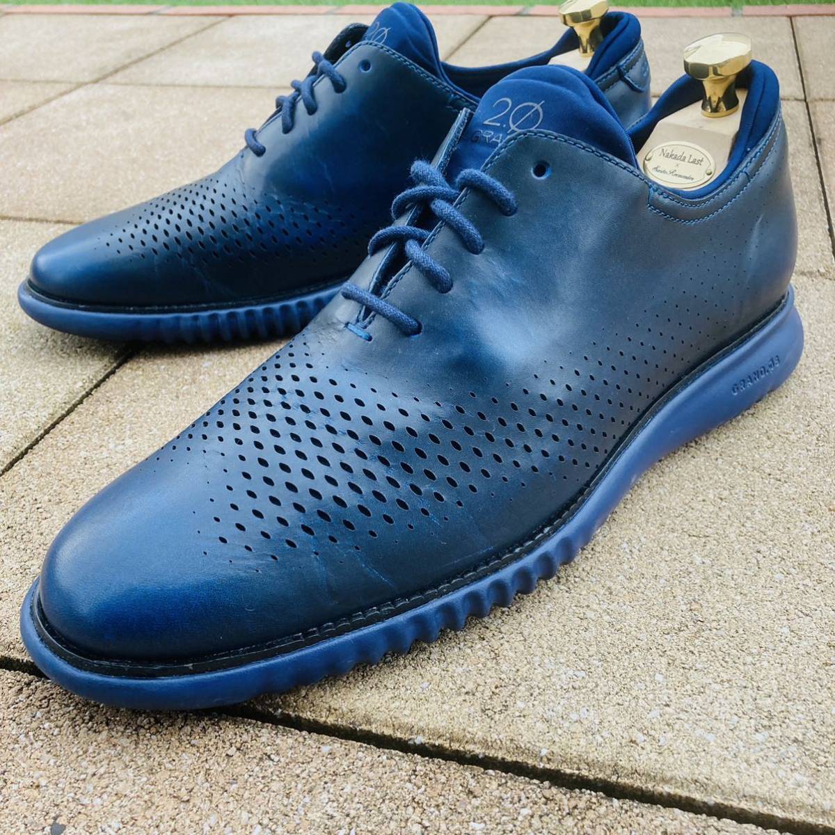 ★即決★ COLEHAAN コールハーン 9.5 約27㎝ 2.0ゼログランド 青 ダークブルー BL 群青 レザースニーカー スニーカー GRAND OS メンズの画像2