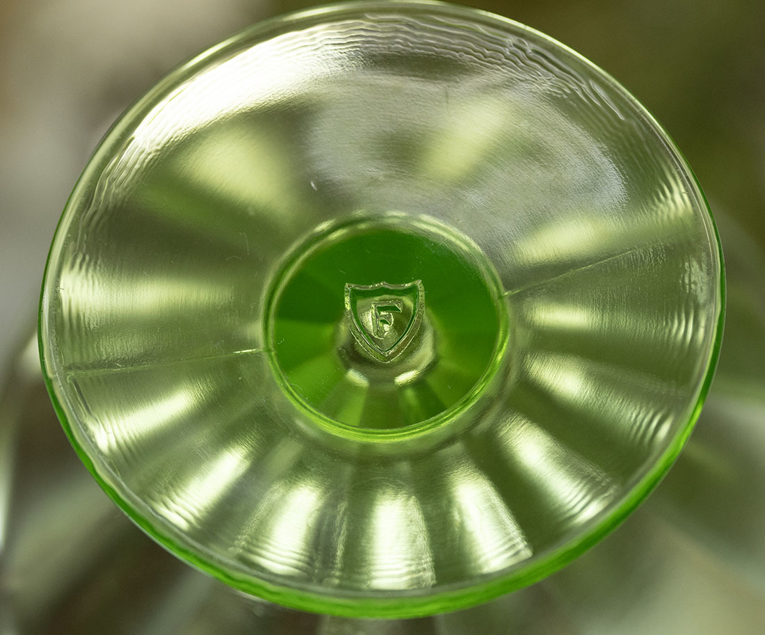 1930年代 フェデラル グラス グリーン シャーベットグラス 2個セット デザートグラス ボウル アンティーク ウランガラス ヴァセリングラス_画像4
