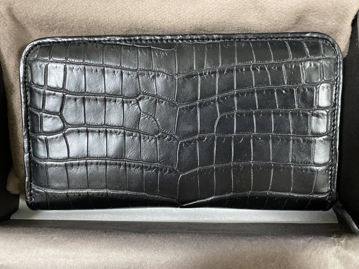 Bottega veneta новый неиспользованный элемент крокодил круглый zip long кошелек цвет черный