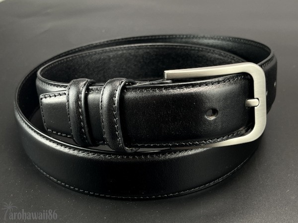 arohawaii86◆HB-711B.本革.ブラック High Grade leather*シングルステッチ 35mm レザーベルト☆1スタ☆１円スタート☆_画像1