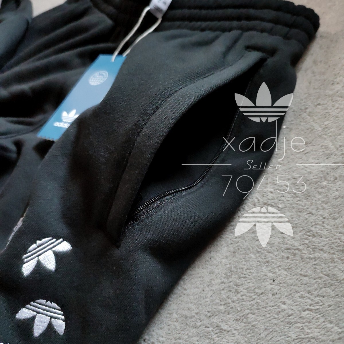 新品 正規品 adidas originals アディダス オリジナルス スウェット 上下セット トレーナー パンツ セットアップ 刺繍 黒 ブラック L_画像6