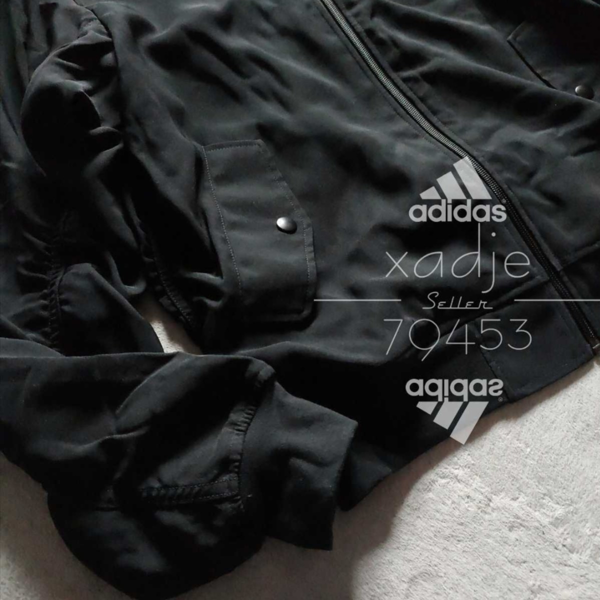 新品 正規品 adidas アディダス ウィンドジャケット MA1 ボンバージャケット 黒 ブラック 裏地フリース 2XL_画像4