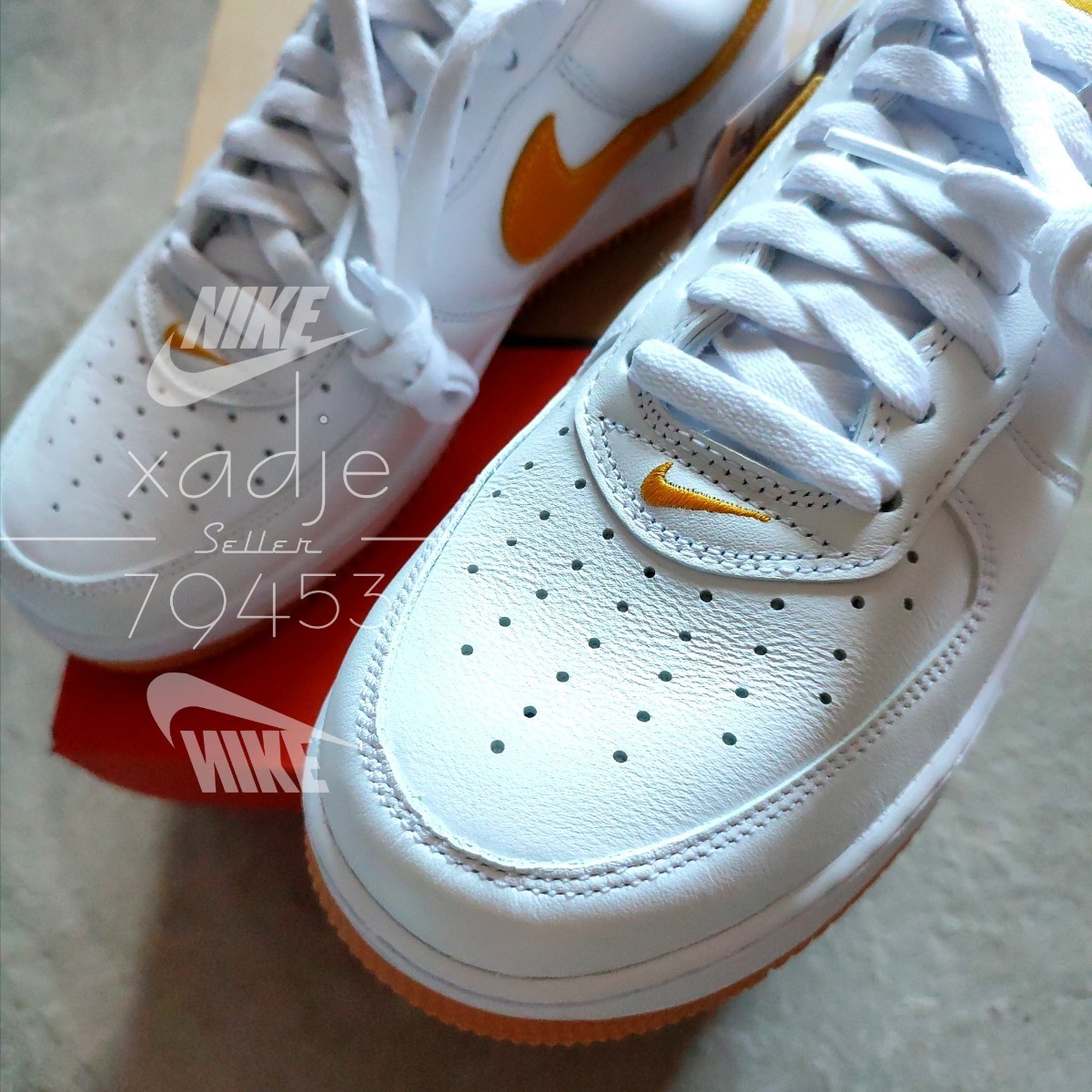 新品 正規品 NIKE ナイキ AIR FORCE1 LOW エアフォース1 ロー レトロ 白 ホワイト 黄 ゴールド系 ガムソール 27.5cm US9.5 箱付き_画像4