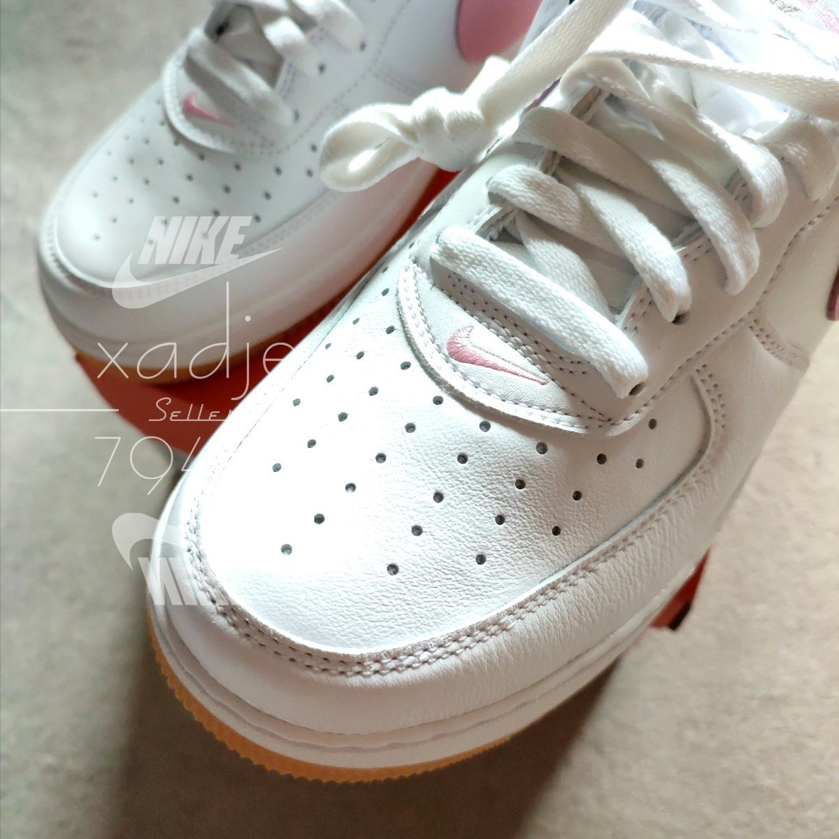 新品 正規品 NIKE ナイキ AIR FORCE1 LOW エアフォース1 ロー 白 ホワイト ピンク ガムソール 27cm US9 歯ブラシ 箱付き_画像4