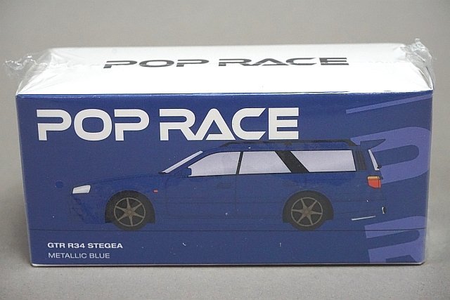 POP RACE ポップレース 1/64 NISSAN 日産 ステージア 改 GTR R34 Stagea Bayside Blue ベイサイドブルー PR64-NR34-STBL_画像1