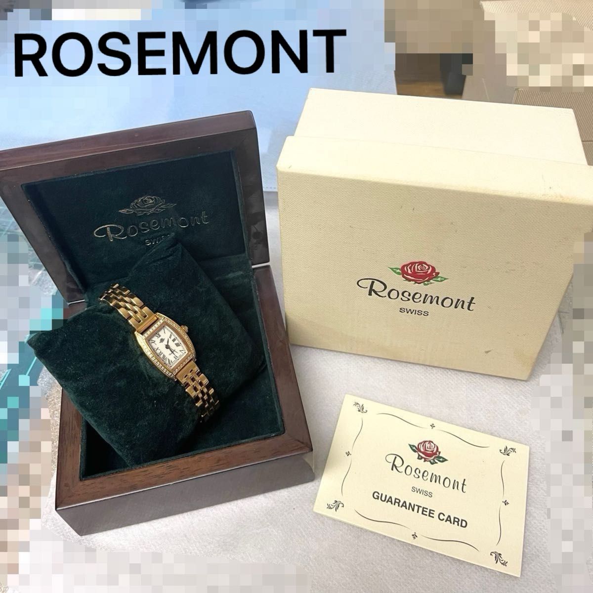 稼働 美品 ROSEMONT 腕時計 ストーンベゼル トノー ピンク 稼働 美品 ROSEMONT 腕時計 ストーンベゼル トノー ピンク