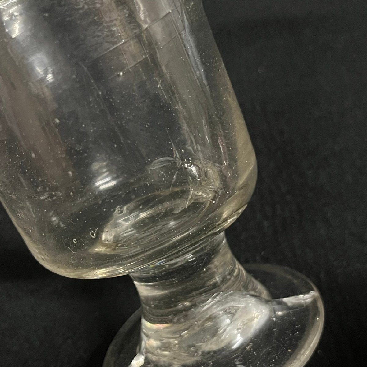 パフェグラス 氷コップ 気泡 高さ約12.5cm 直径約8.5cm 緑縁 アイスカップ 氷カップ ガラス 当時物 時代物 昭和レトロ　111604w/T9（60）_画像6
