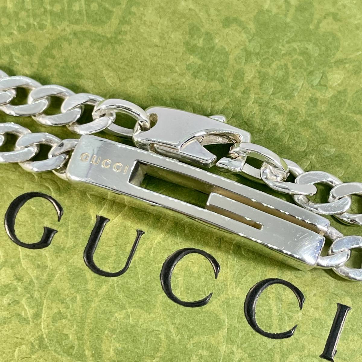 【美品】 グッチ カットアウト G ブレスレット シルバー GUCCI キヘイチェーン 喜平 ★541_画像1