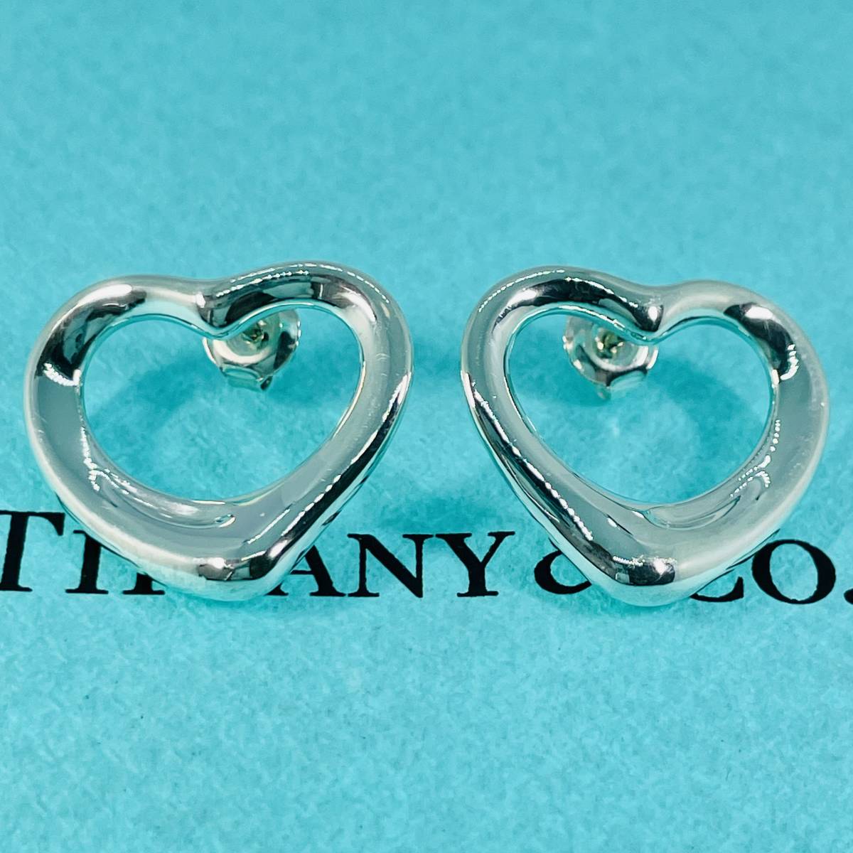 【希少】ティファニー オープンハート ラージ ピアス シルバー TIFFANY&Co. ポストK14 ★553_画像1