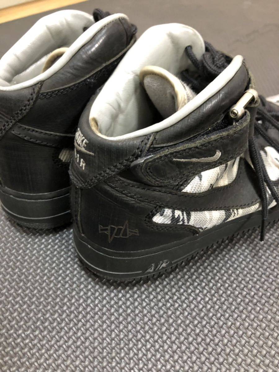 03年製 NIKE AF-X MID AIR FORCE 1 ナイキ エアフォース RECON リーコン SWOOSH ブラック BLACK CAMO 迷彩 カモフラ 黒 US10 28cm_画像2