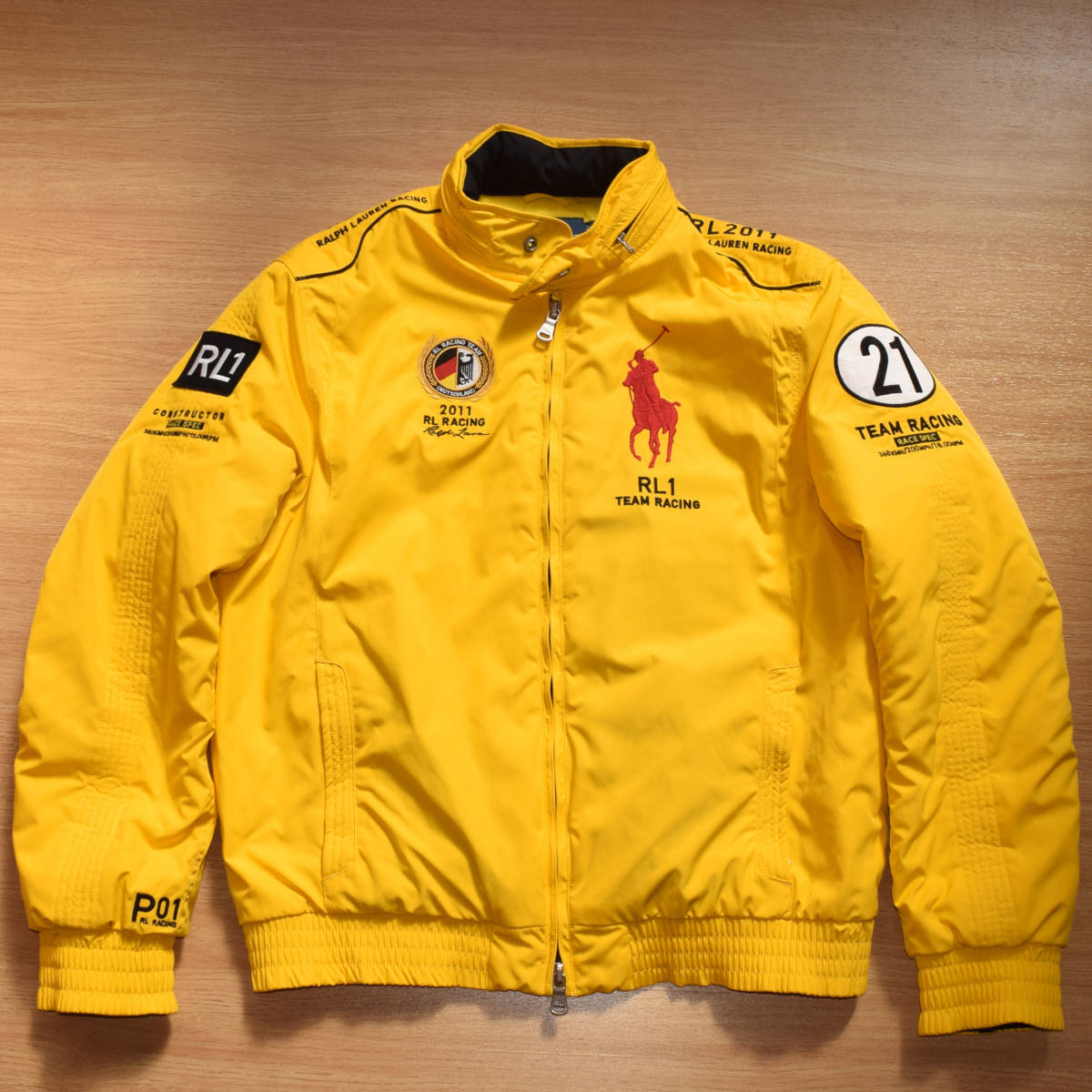 メンズM 美品!レア!POLO RALPH LAUREN ドイツ【レーシングジャケット】ポリエステルダウンジャケット ラルフローレン ライダースRL92 93