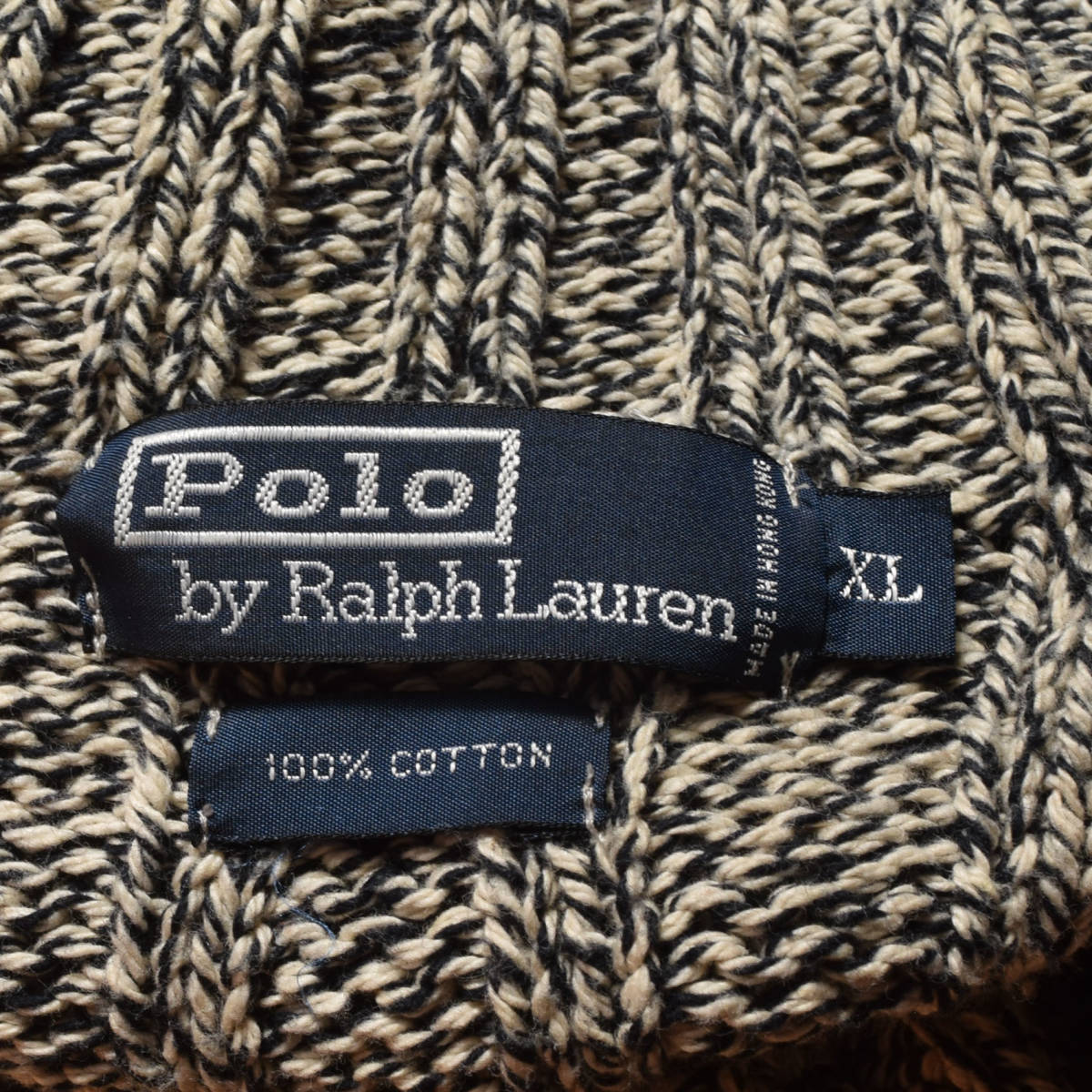 メンズXL レア！POLO RALPH LAUREN コットン 星条旗セーター FLAG 霜降り柄 グレーハイネックニット アメリカ国旗フラッグ ビンテージ 古着_画像8