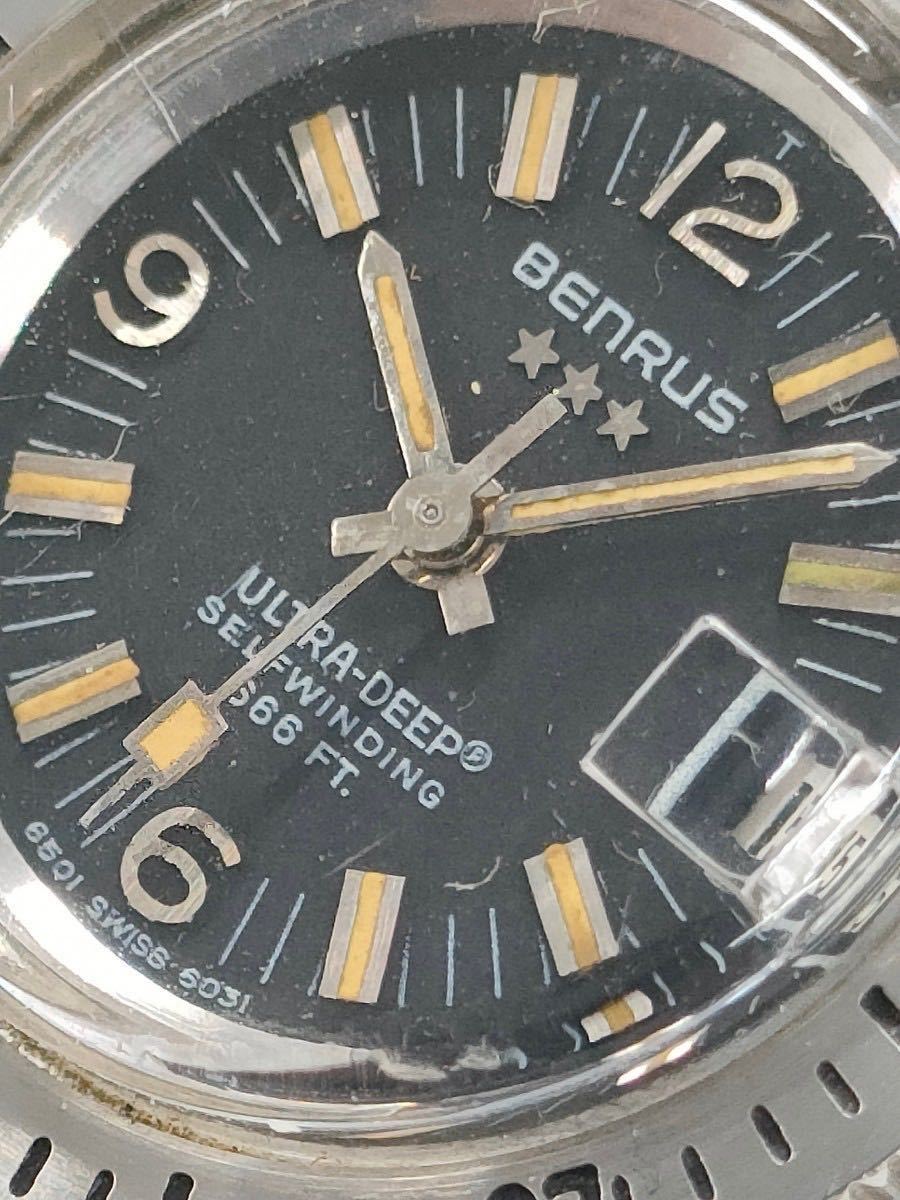  super-beauty goods BENRUS ULTRA DEEP 666FT lady's Ben las Vintage antique Vintage diver self-winding watch 1960s rare working properly goods 