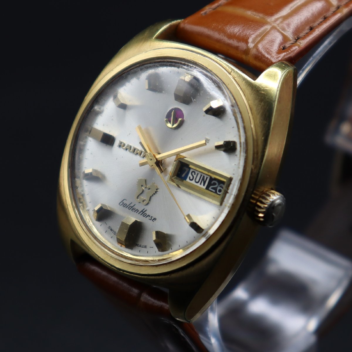 RADO Golden Horse ラドー ゴールデンホース 自動巻き 11817 新品革ベルト デイデイト スイス製 アンティーク メンズ腕時計_画像1