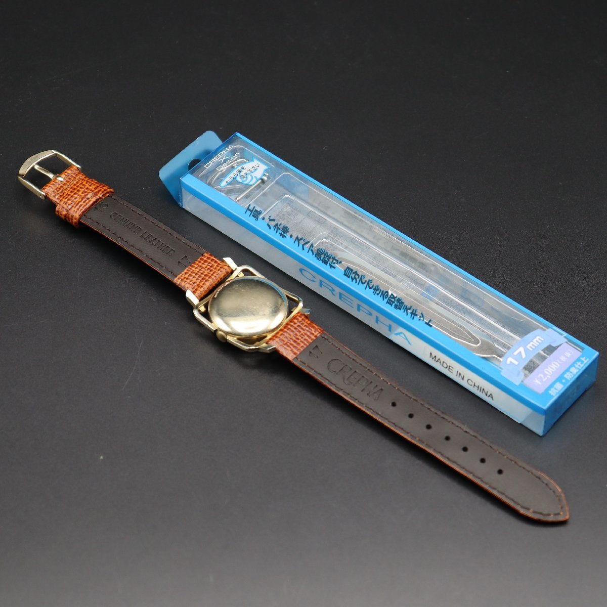 WITTNAUER ウィットナー 自動巻 10KGF 変わりケース スモセコ 彫り込みインデックス スイス製 新品ベルト アンティーク 当時物メンズ腕時計_画像9