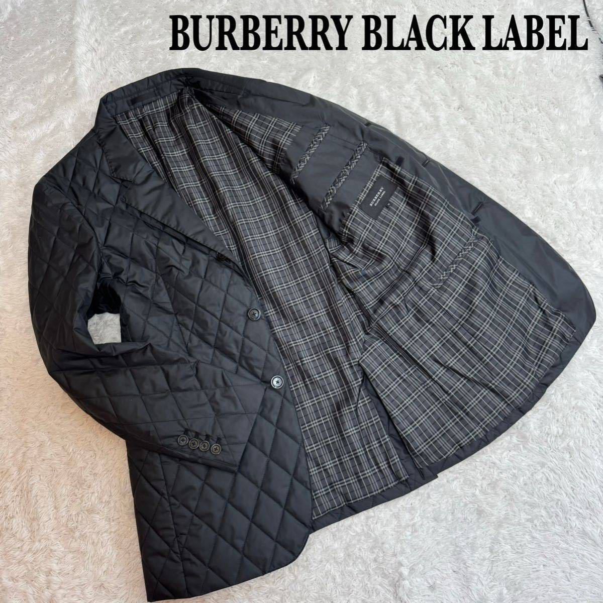1円　BURBERRY BLACK LABEL バーバリーブラックレーベル キルティング テーラードジャケット ノバチェック ナイロン ブラック サイズM_画像1