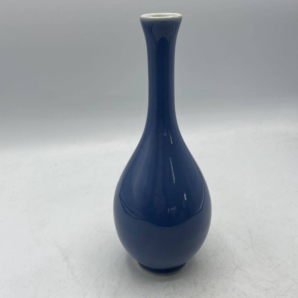 中国古玩　青釉長頸飾壺　花瓶　/　中国美術　花器　小壺　釉裏藍　古美術　.0489_画像4