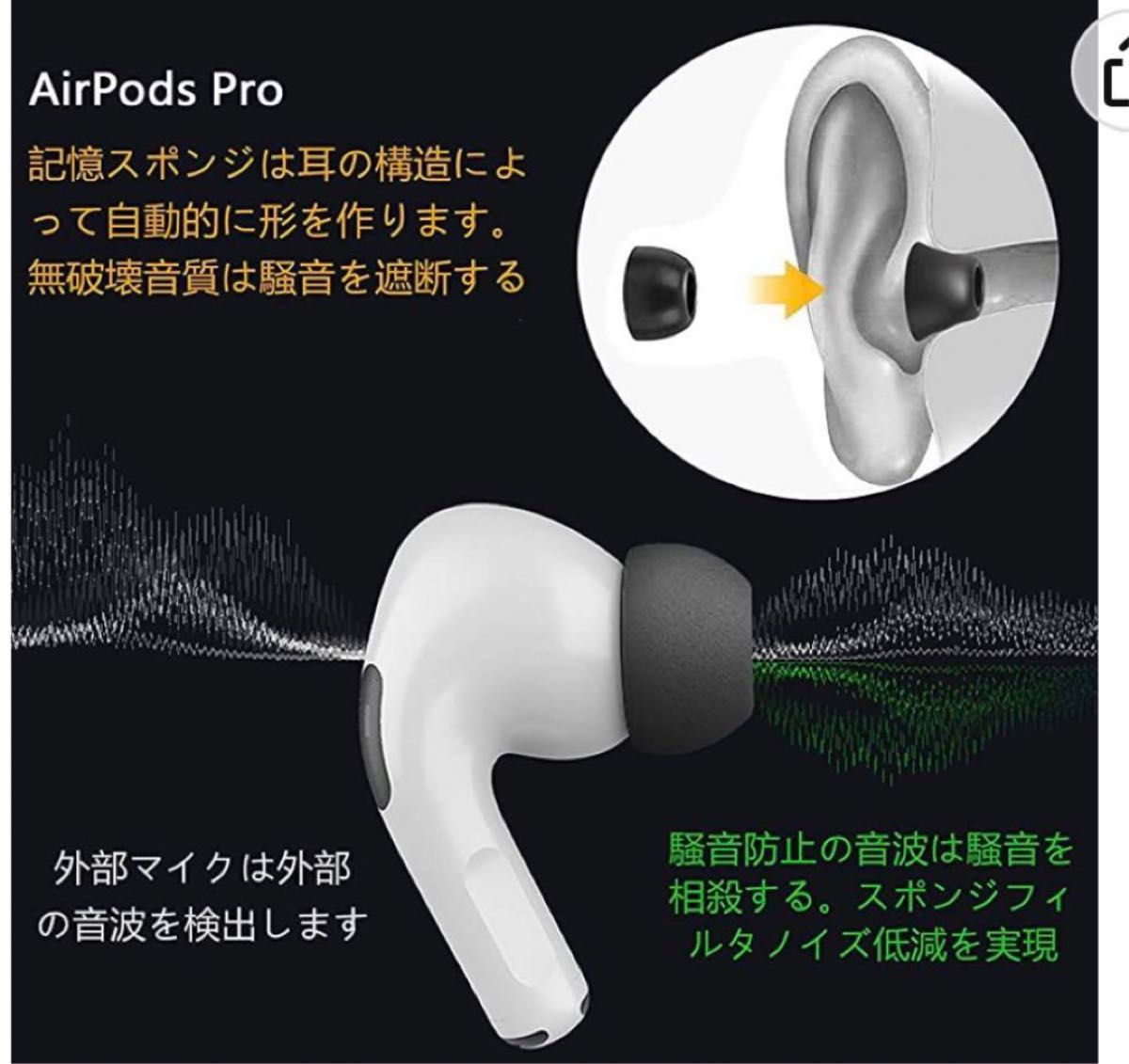 1点限りAirPods Pro 対応 交換用 イヤーピース S/M/L サイズ