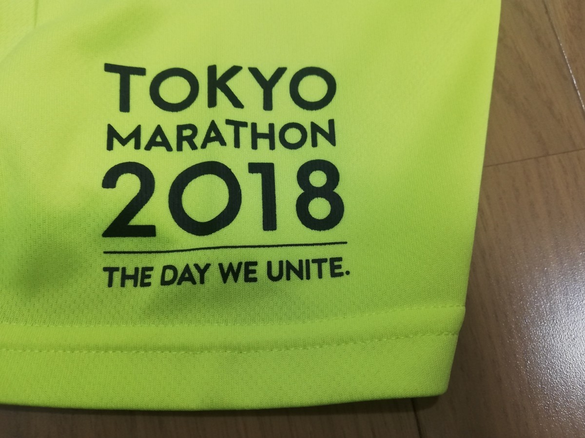 “2018東京マラソン参加記念Tシャツ” ◆XLサイズ　蛍光イエロー_画像5