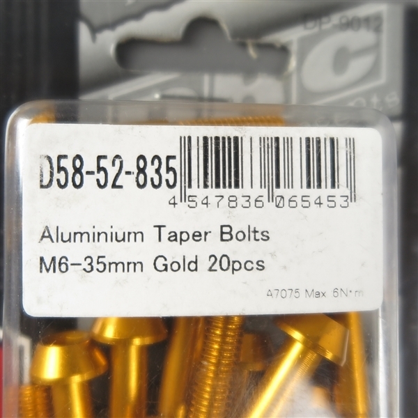 ◇DRC アルミ テーパーボルト ゴールド M6×35mm 20本入り 展示品 (D58-52-835)_画像2