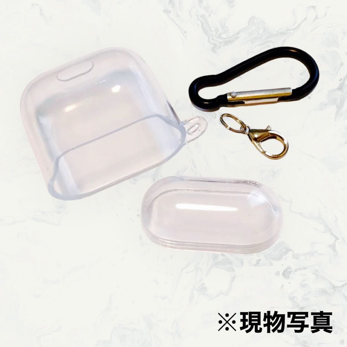 Airpods 1/2 クリア シリコンケース カラビナ付き