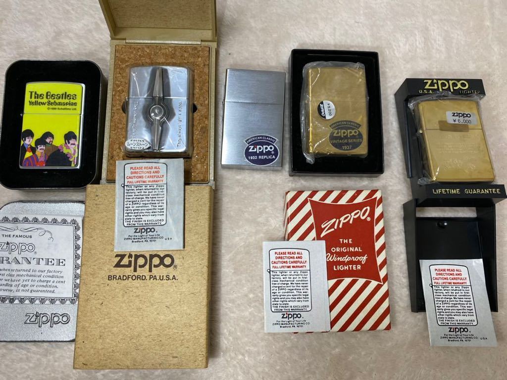 1円〜【未使用５点】ZIPPO ジッポー オイルライター Beatles ビートルズ イエローサブマリン ムーンストーン 1932 1937 BEGUN TO BURN 大_画像1