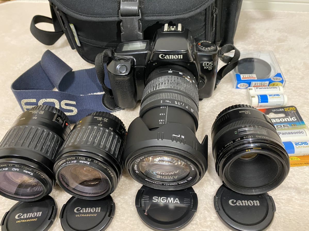 1円〜【希少】Canon キャノンEOS1000QD フィルムカメラ 80-200mm 35