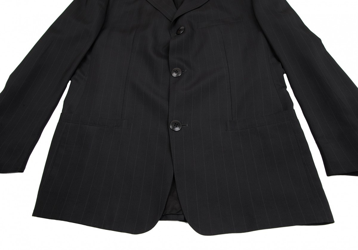  Gianni Versace GIANNI VERSACE silk pinstripe 3B setup suit black 48