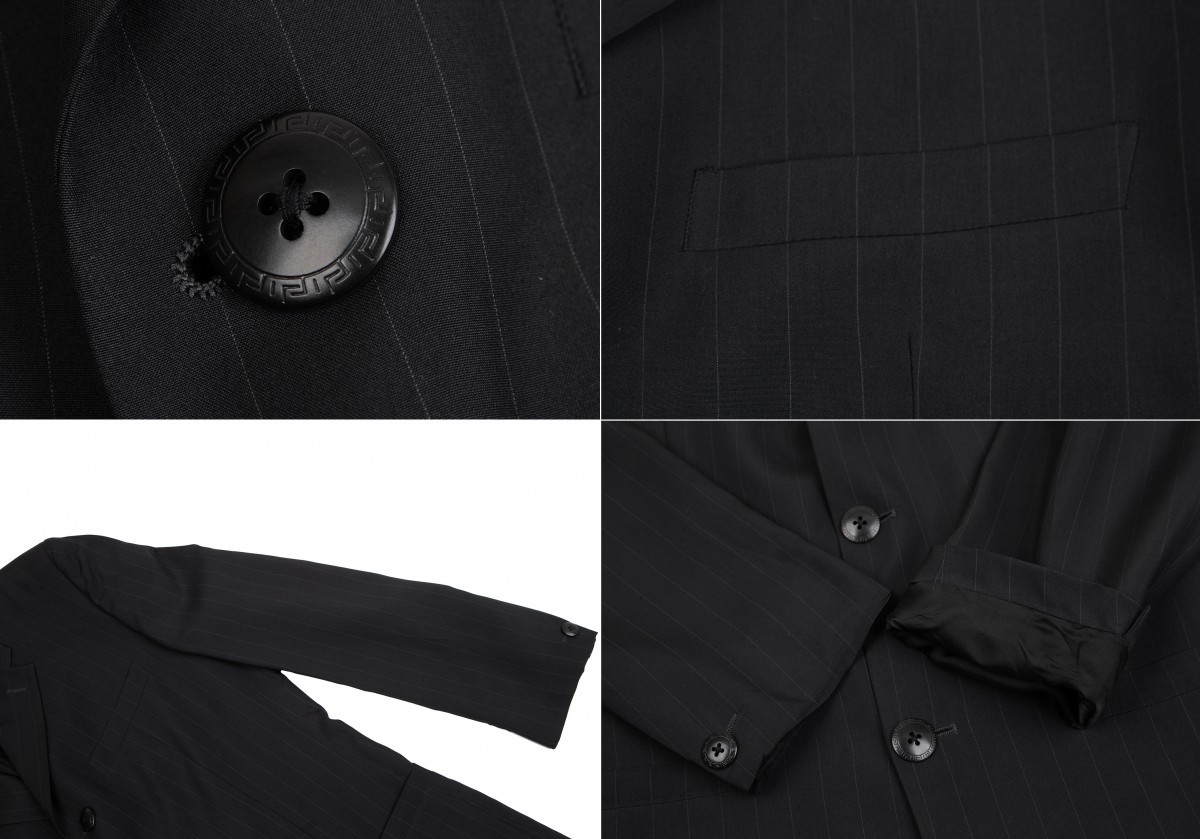  Gianni Versace GIANNI VERSACE silk pinstripe 3B setup suit black 48