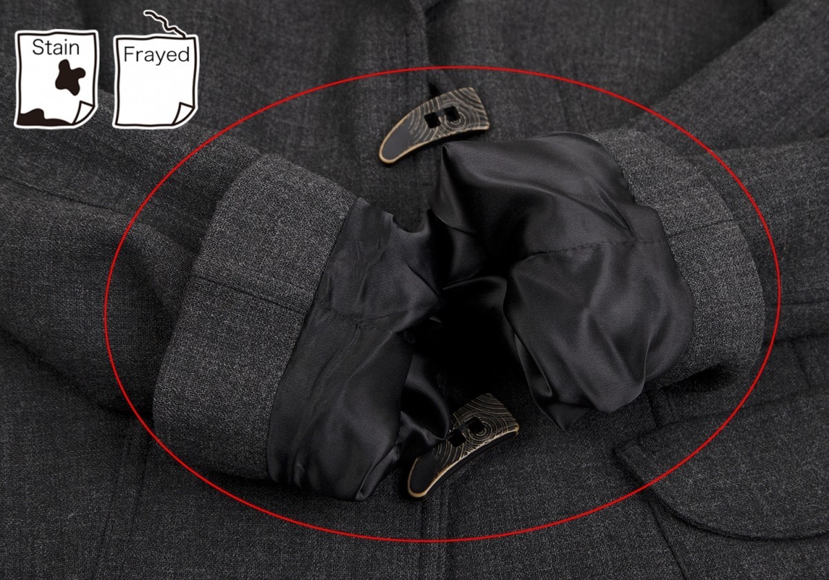 アルマーニコレツィオーニARMANI COLLEZIONI ウールデザインボタンジャケット グレー38_袖裏地に糸引き、袖裏に薄汚れがあります。