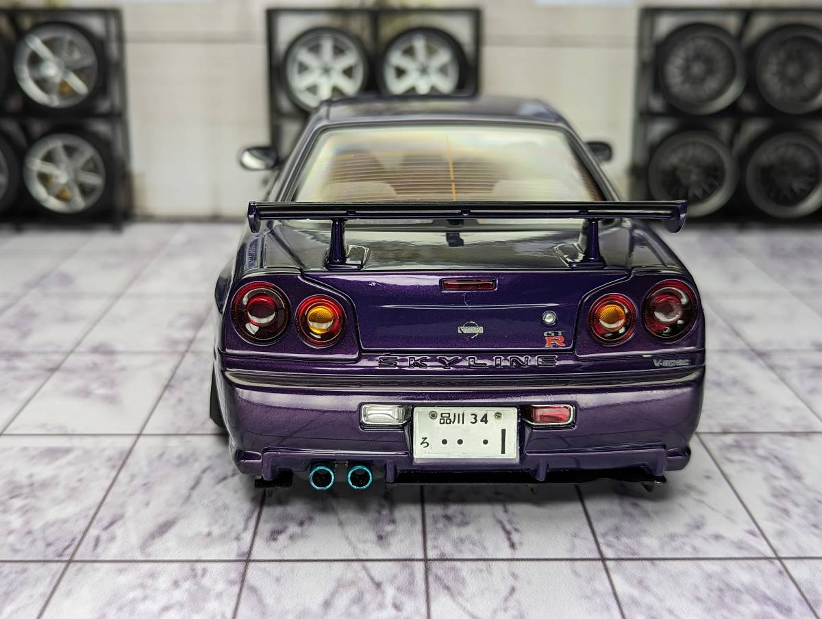 1/18 Aa オートアート スカイライン R34 ＧＴＲ V-SPEC ミッドナイトパープル AUTOart SKYLINE GTR カスタム ジャンク_画像5