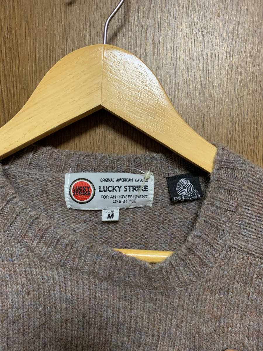 M LUCKY STRIKE / ラッキーストライク NEW WOOL100％ ブラウン系 未使用の画像4